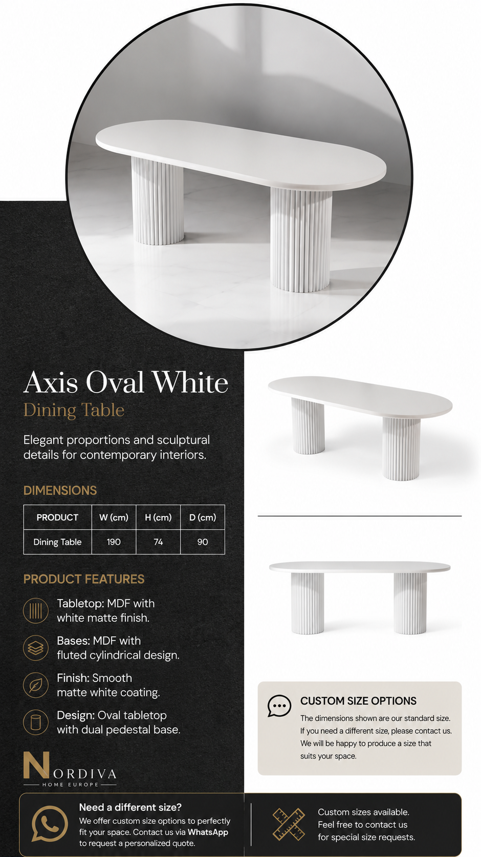 Axis Oval White Dining Table