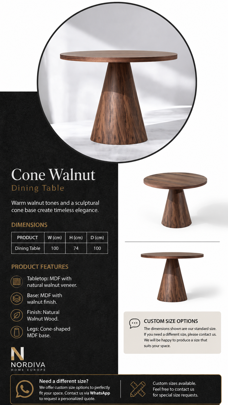 Cone Walnut Dining Table