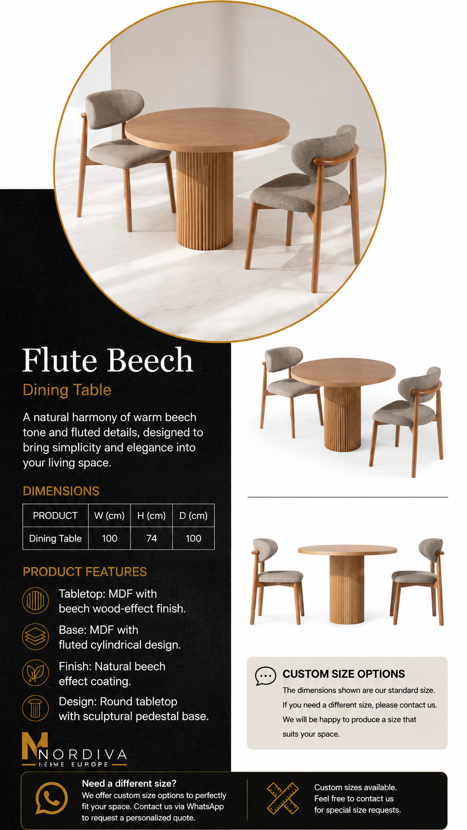 Flute Beech Dining Table