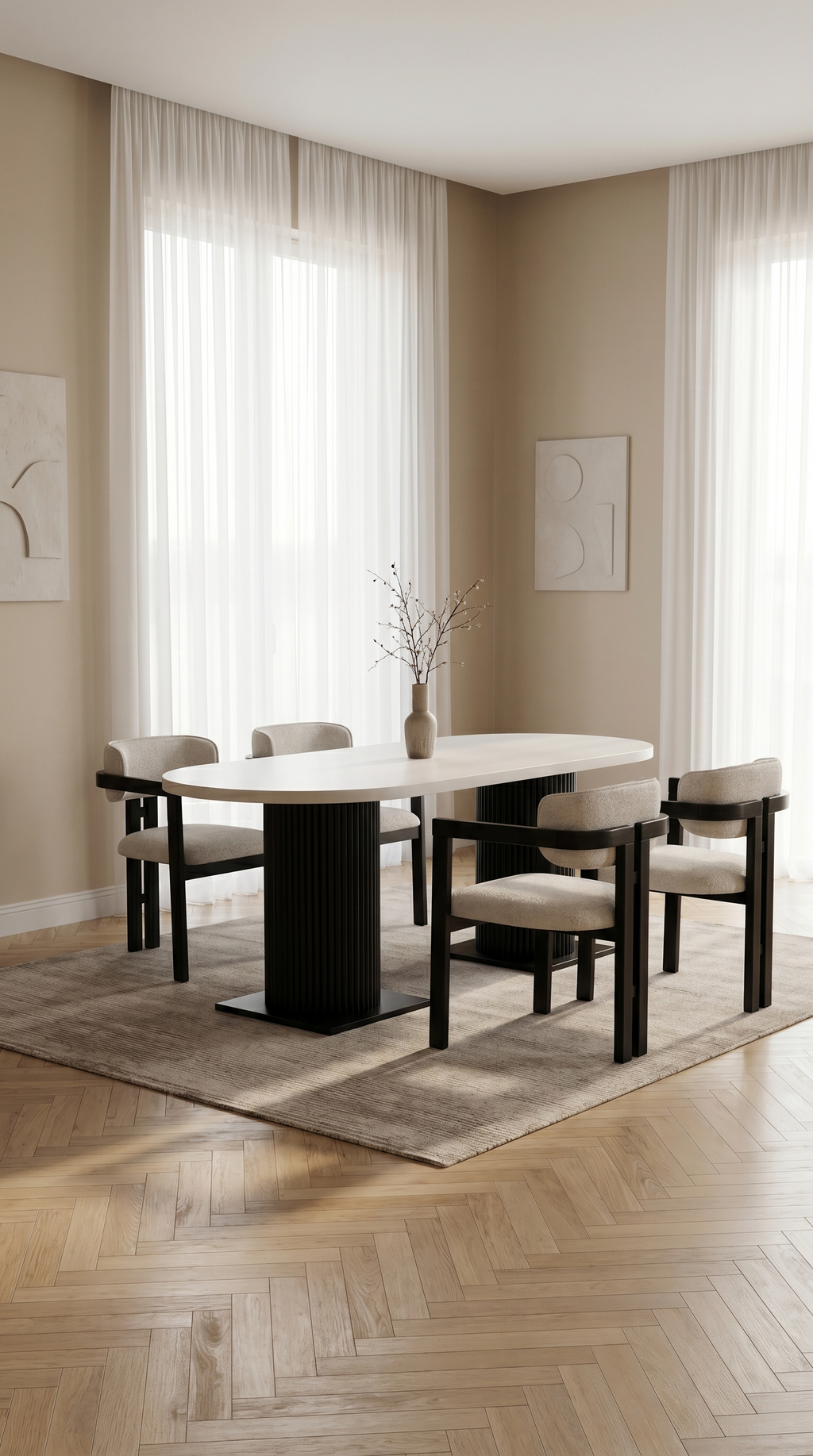 Heritage White/Black Dining Table