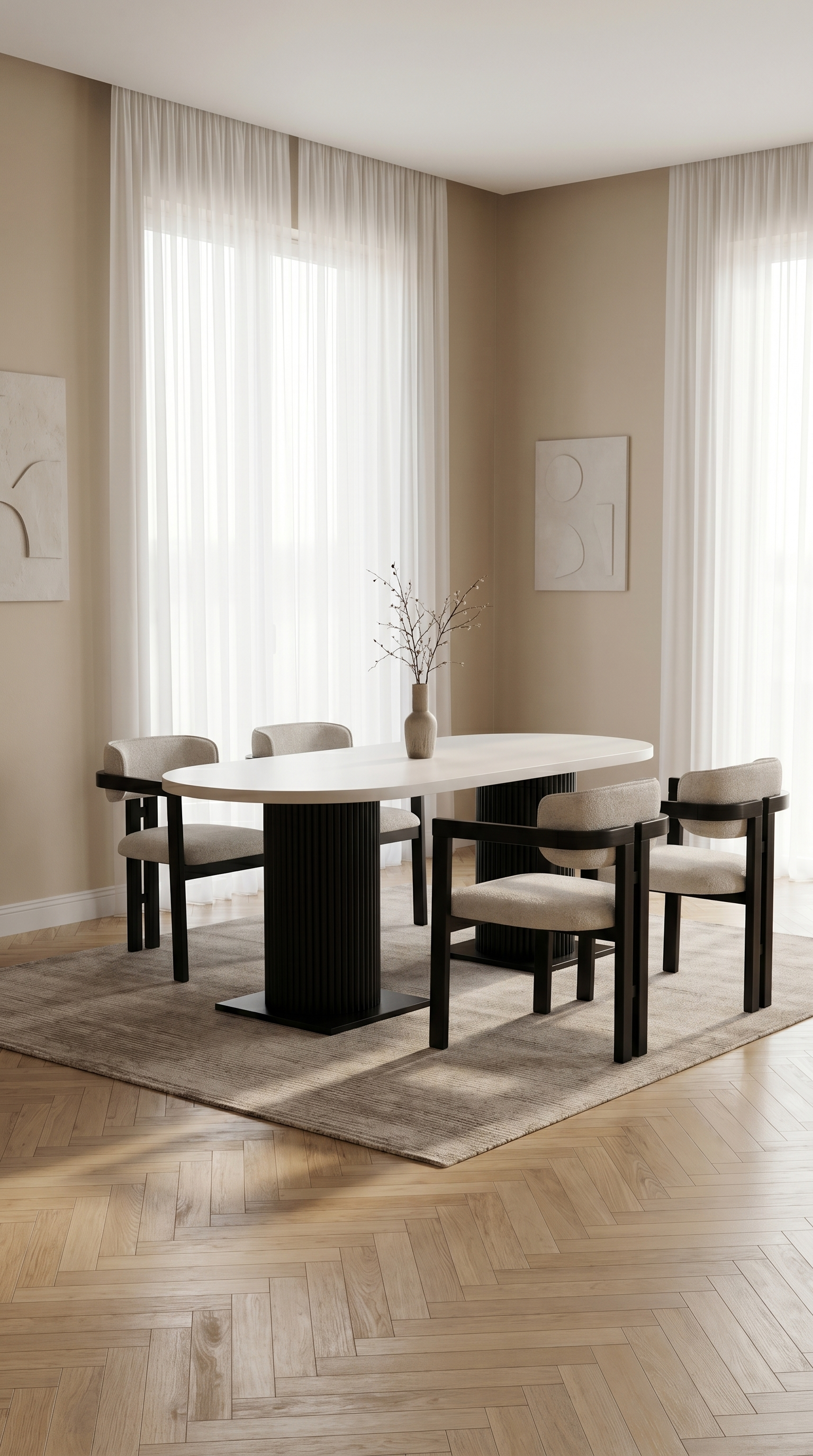 Heritage White/Black Dining Table