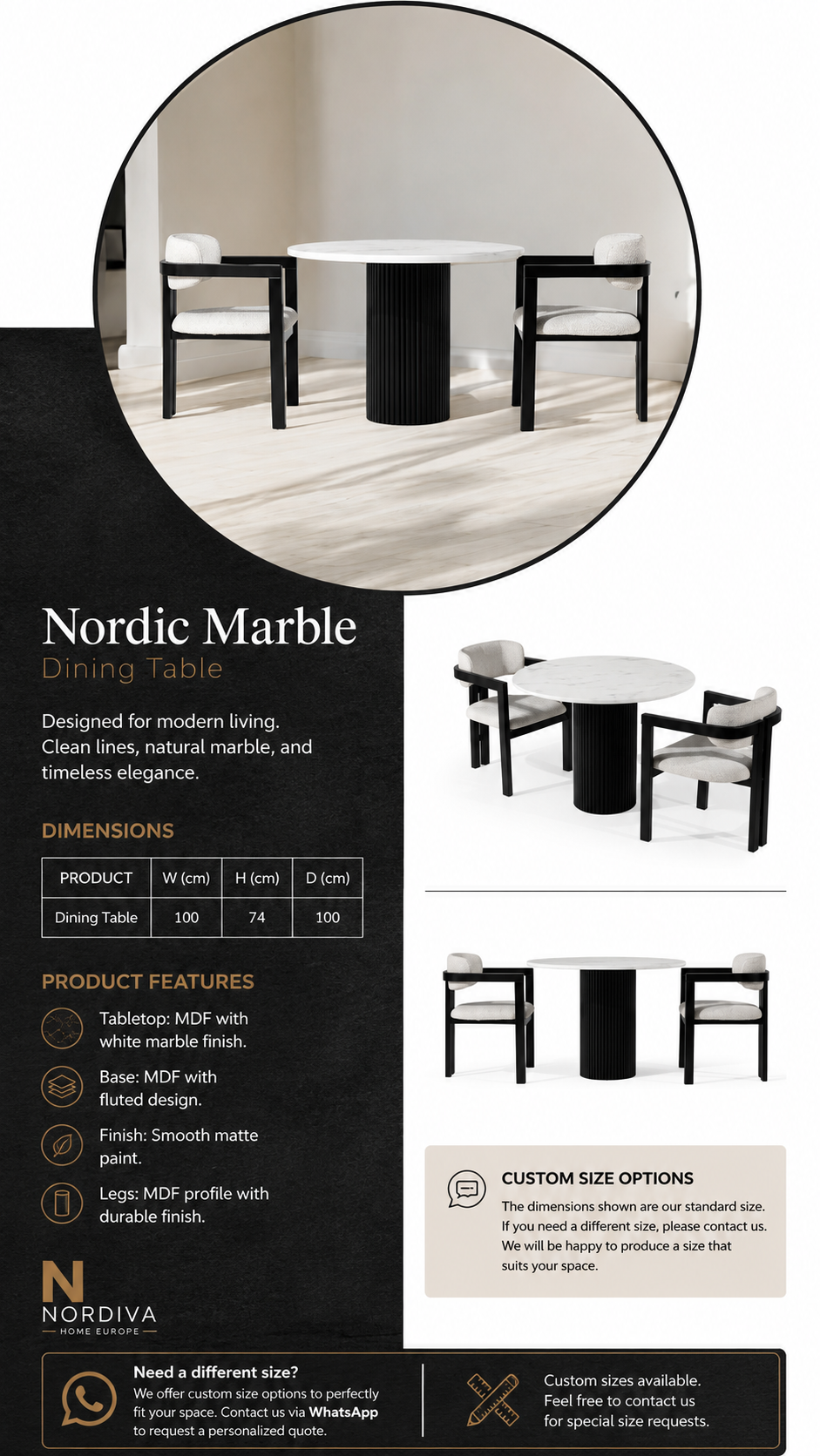Nordic Marble Dining Table