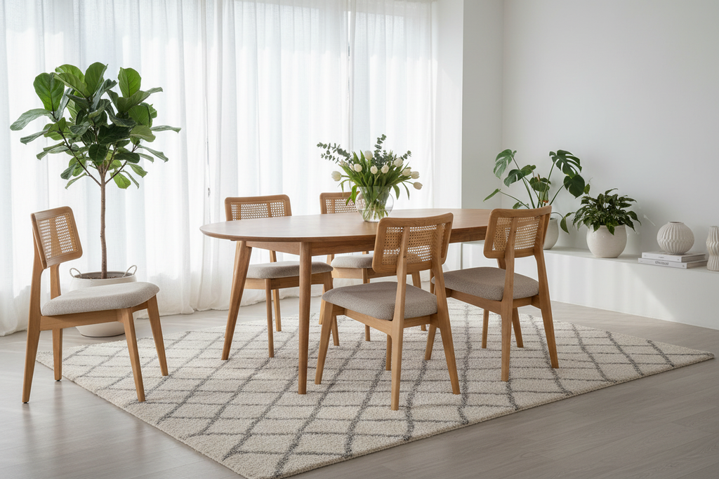 Retro Cane Chair - Aydınlık Skandinav Ev Ortamı
