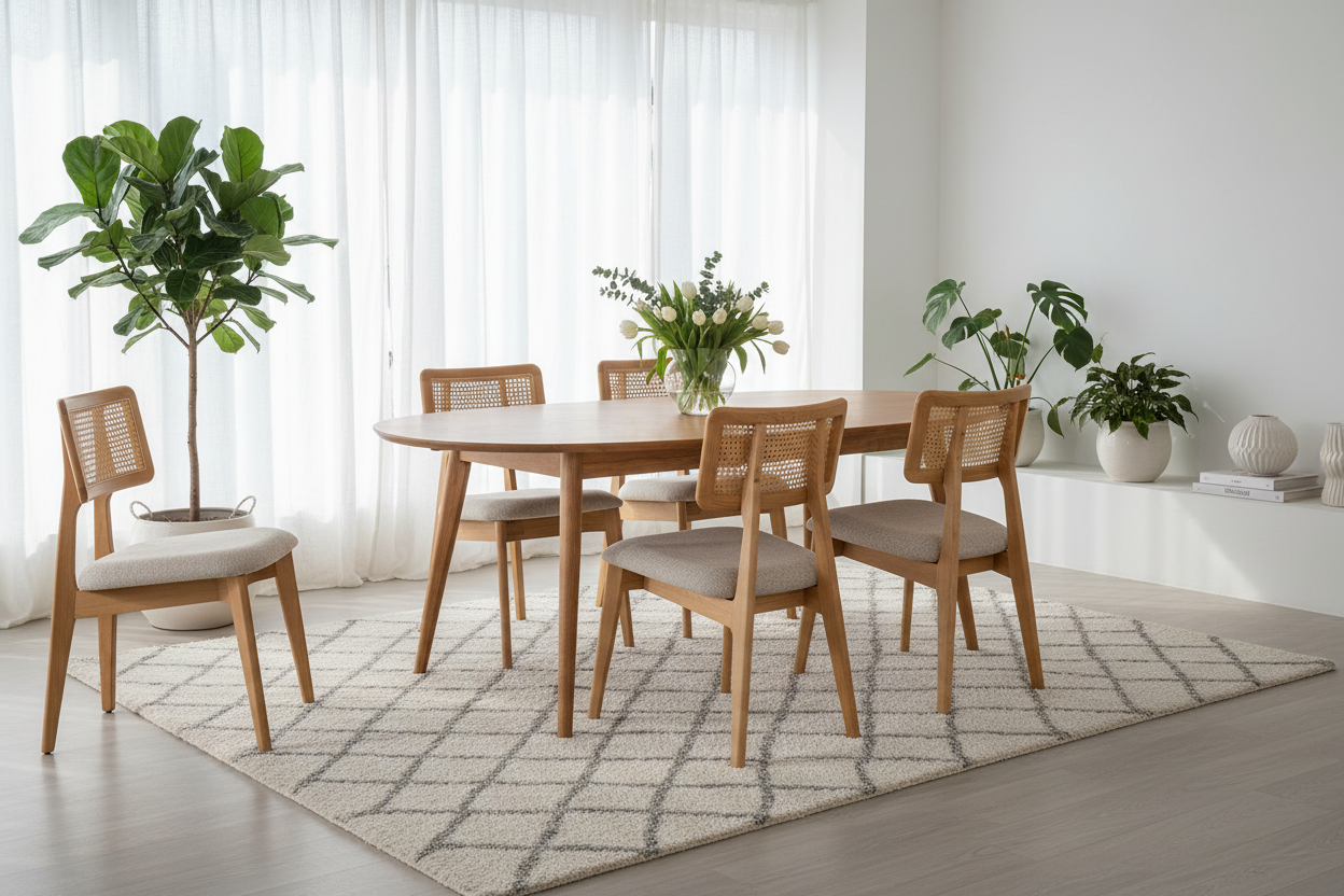 Retro Cane Chair - Aydınlık Skandinav Ev Ortamı