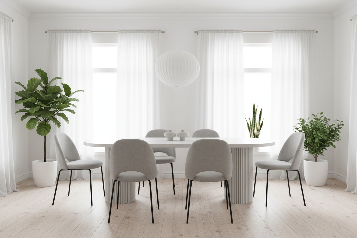 Axis Oval White - Aydınlık Skandinav Ev Ortamı