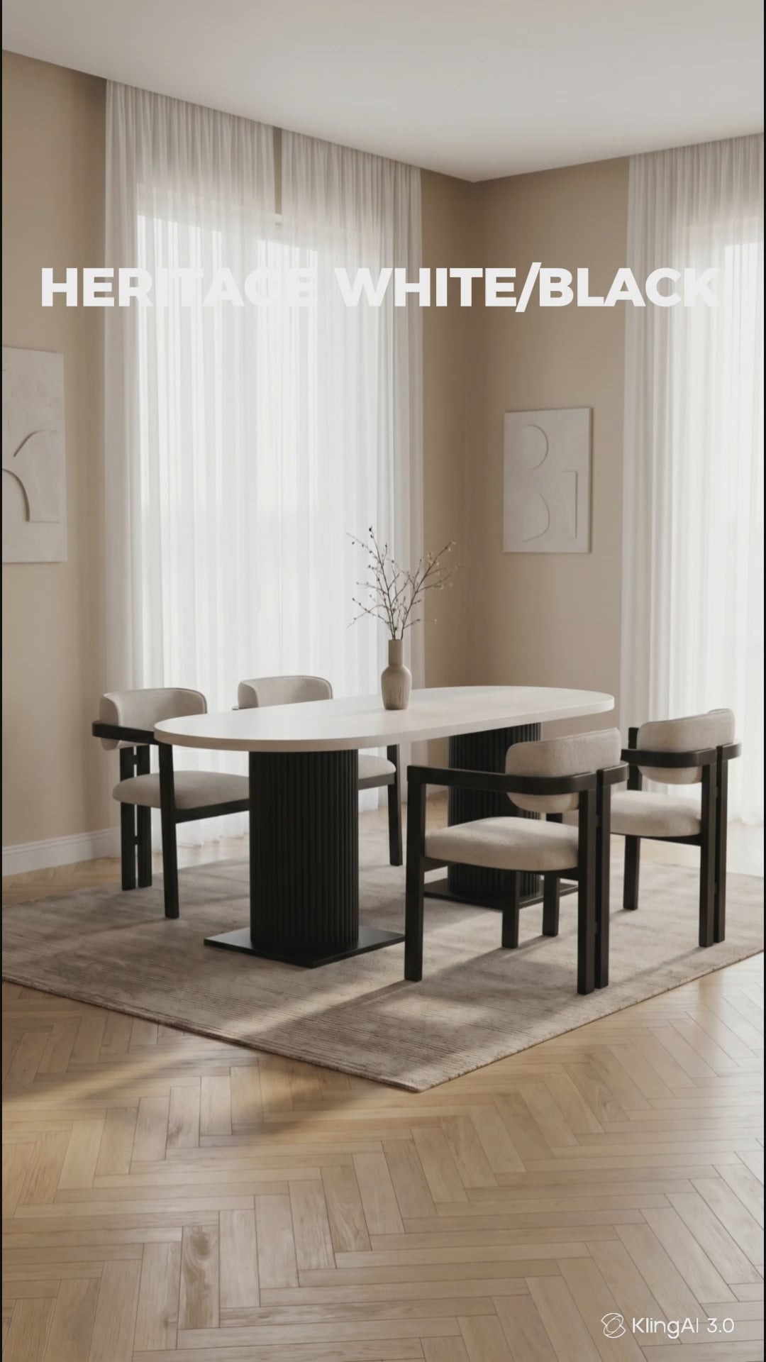 Heritage White/Black Dining Table